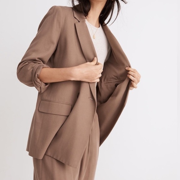 Madewell Drapeweave Caldwell Double Breasted Blazer NH328 Brown Oversized - Picture 4 of 9